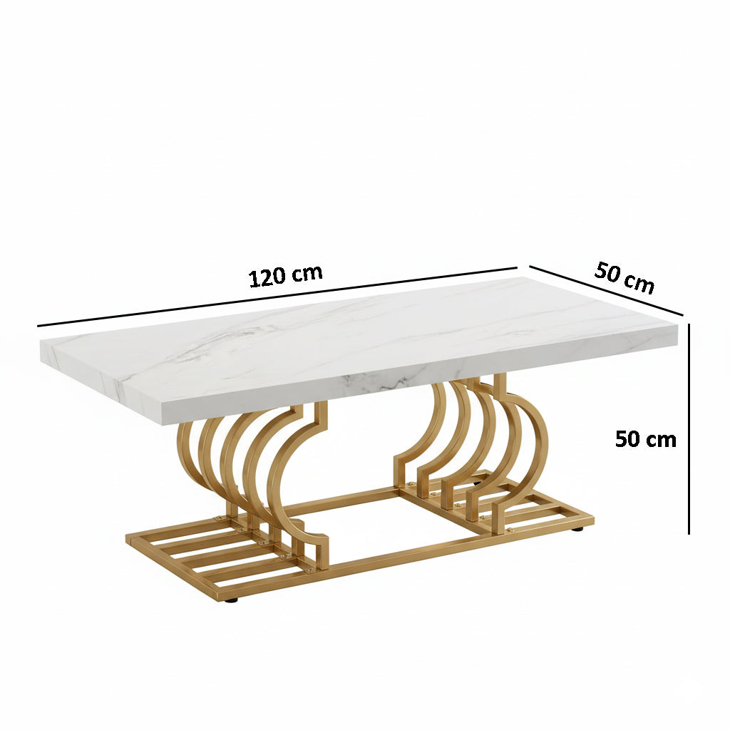 Dollcini Otthon Márvány Hatású Dohányzóasztal Egyedi Arany Lábbal