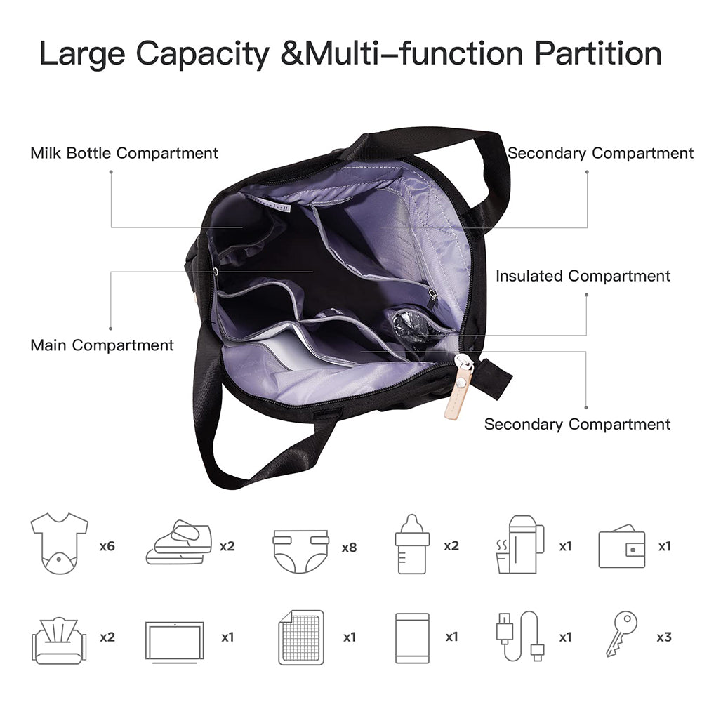 Dollcini Fekete Baba Hátizsák – Vízhatlan, Nagy Kapacitású Pelenkázó