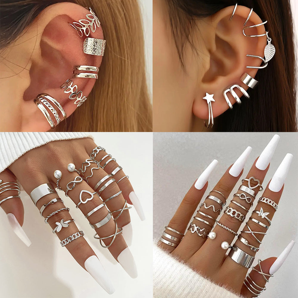 Dollcini 33 Részes Ékszerszett – Elegáns Arany Fülbevalók és Gyűrűk