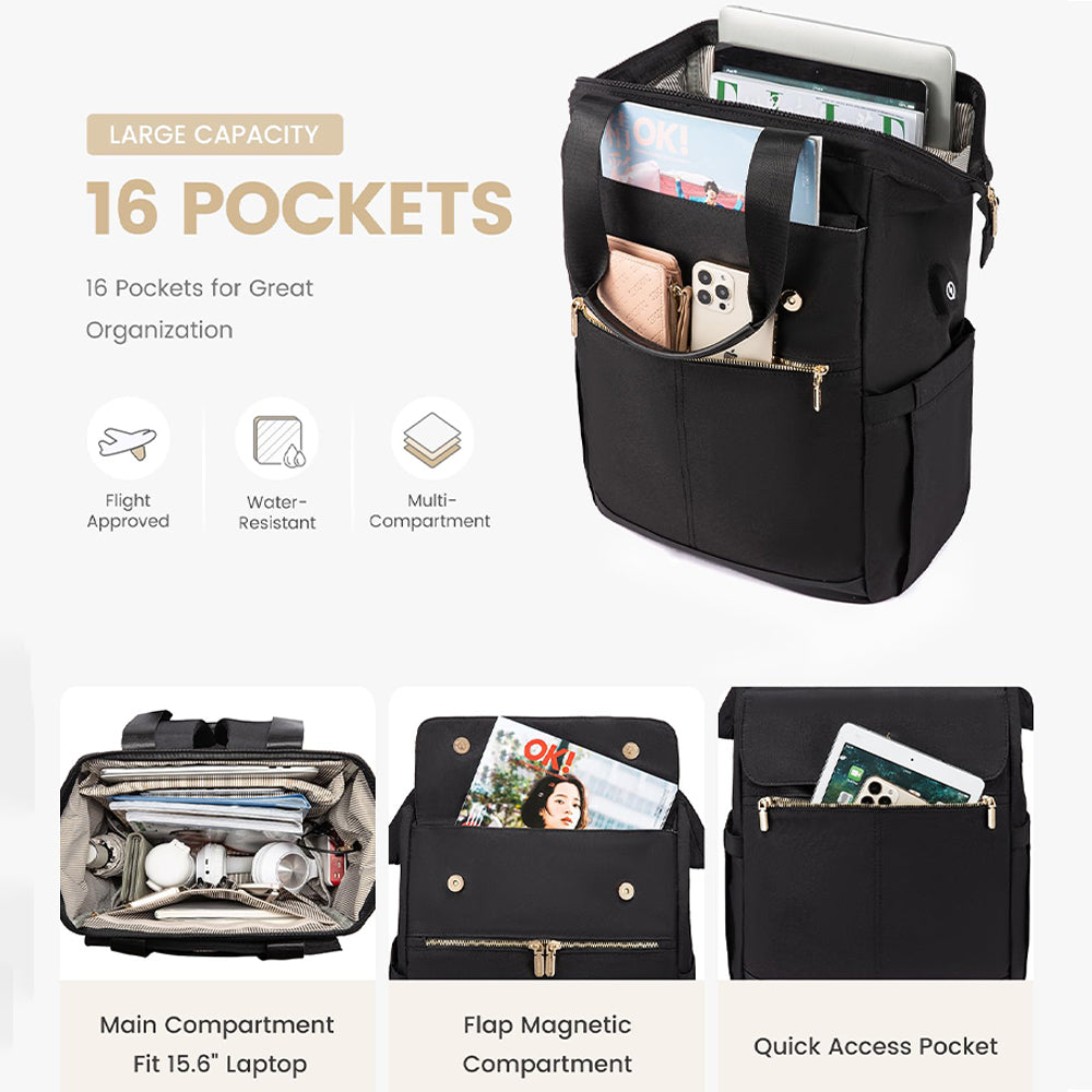 Dollcini Női Laptop Hátizsák – Vízálló Utazóhátizsák, USB Porttal, 2 Részes