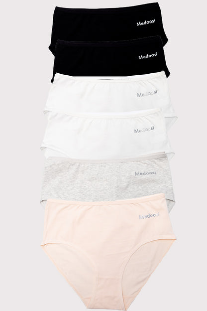 Dollcini ,Magas derekú női bugyi ,95% Pamut + Spandex-Többszínű, 6 db-os Csomag,68822