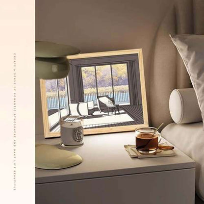 Dollcini Otthon LED Világító Falikép – USB-s, Fa Keretes Dekor