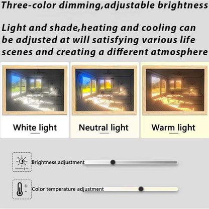 Dollcini Otthon LED Világító Falikép – USB-s, Fa Keretes Dekor