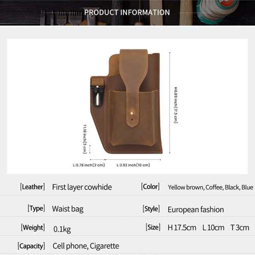 Dollcini Férfi Bőr Mobiltok – Multifunkciós, Valódi Bőr, Kézzel Készített