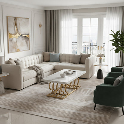 Dollcini Otthon Márvány Hatású Dohányzóasztal Egyedi Arany Lábbal