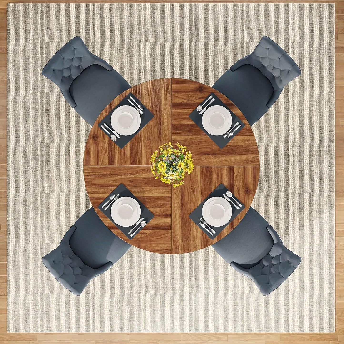 Dollcini Otthon Modern Kerek Étkezőasztal Dió Színben, 120 cm