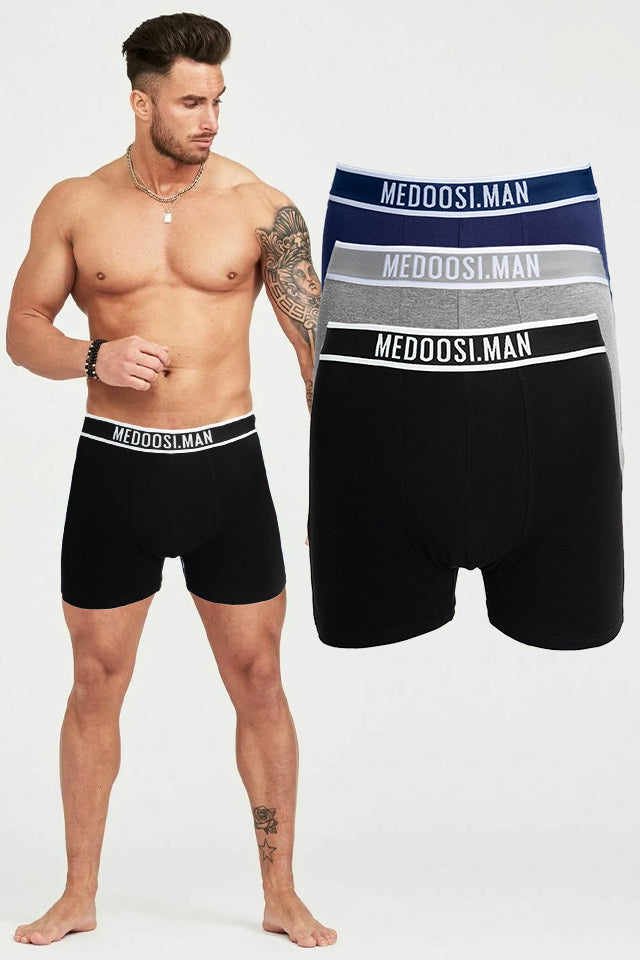 Dollcini Légáteresztő Pamut Férfi Boxeralsó - 95% Pamut, 3 darabos szett