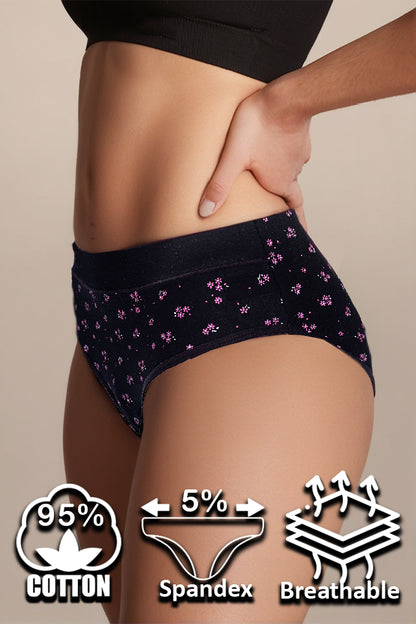 Dollcini ,Magas derekú női bugyi ,95% Pamut + Spandex-Többszínű, 6 db-os Csomag,2072