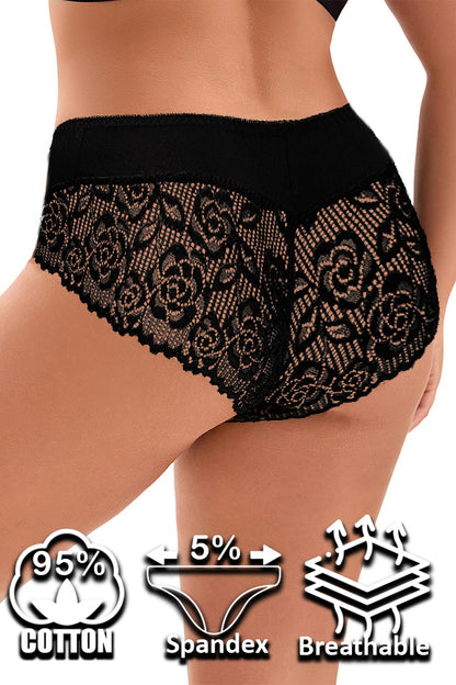 Dollcini,Klasszikus Női Bugyi ,Brazil Női Bugyi,Női Csipkés Bugyi – 95% Pamut+Spandex, Többszínű, 6 db-os Csomag