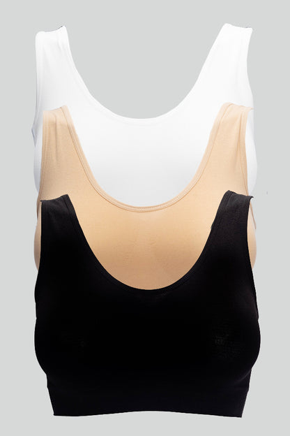 Dollcini Varrás Nélküli Női Sportmelltartó - 95% Pamut, Kényelmes, 3 db-os Csomag