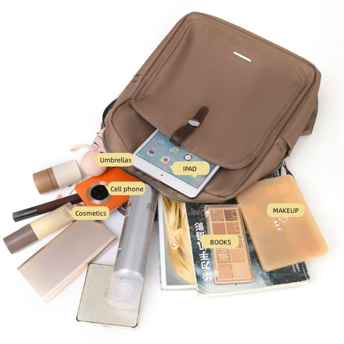 Dollcini Vízálló Női Nylon Hátizsák – Könnyű és Tágas, Laptoptartóval