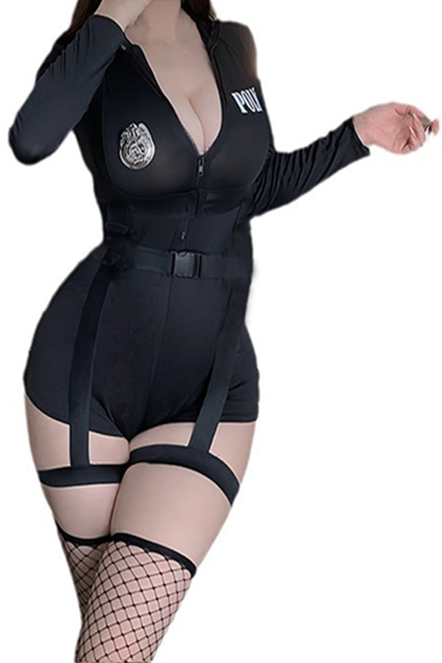 Dollcini Szexi Női Rendőrjelmez – Jumpsuit Sapkával és Bilinccsel